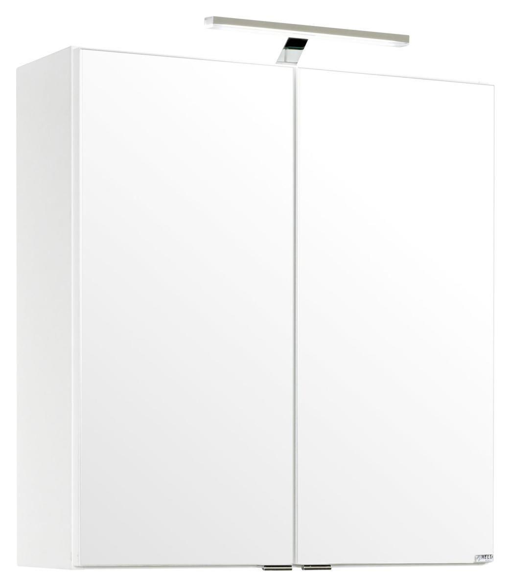 Spiegelschrank Siena mit LED ca. 60x65x20 cm 2-türig Weiß - Chromfarben/Weiß, MODERN, Holzwerkstoff/Metall (60/65/20cm) - Held