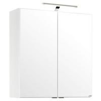 Spiegelschrank Siena mit LED ca. 60x65x20 cm 2-türig Weiß - Chromfarben/Weiß, MODERN, Holzwerkstoff/Metall (60/65/20cm) - Held