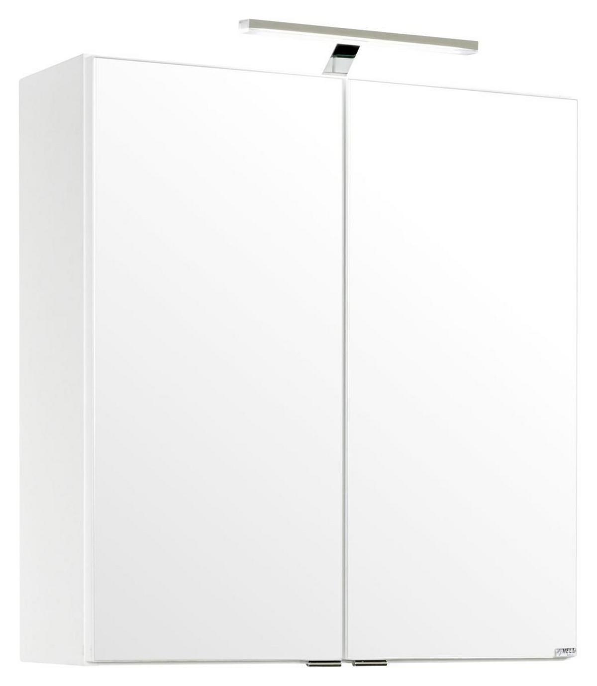Spiegelschrank Siena mit LED ca. 60x65x20 cm 2-türig Weiß - Chromfarben/Weiß, MODERN, Holzwerkstoff/Metall (60/65/20cm) - Held