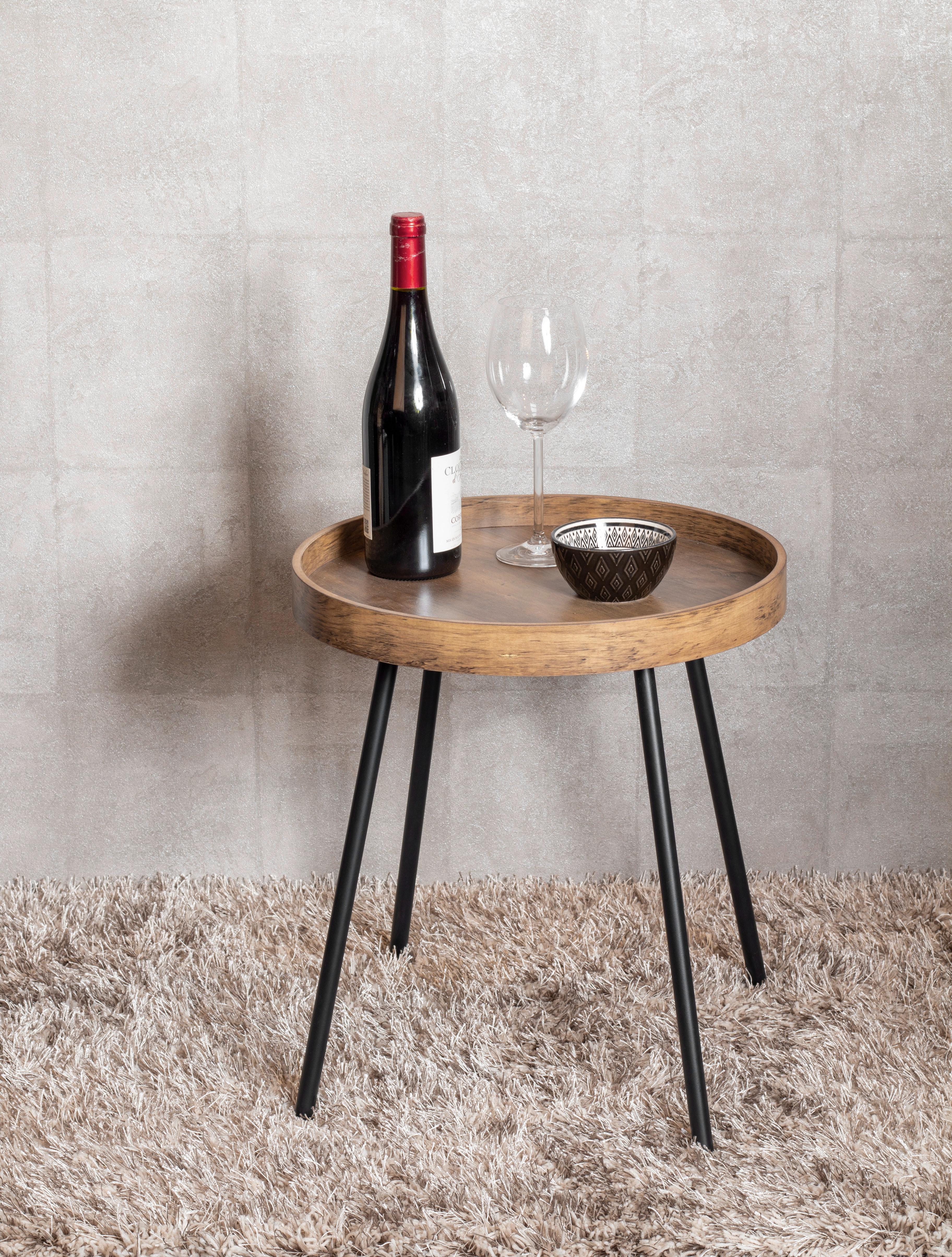 Stolić Perugia - boje hrasta/crna, Moderno, drvni materijal/metal (40/45cm) - Zandiara