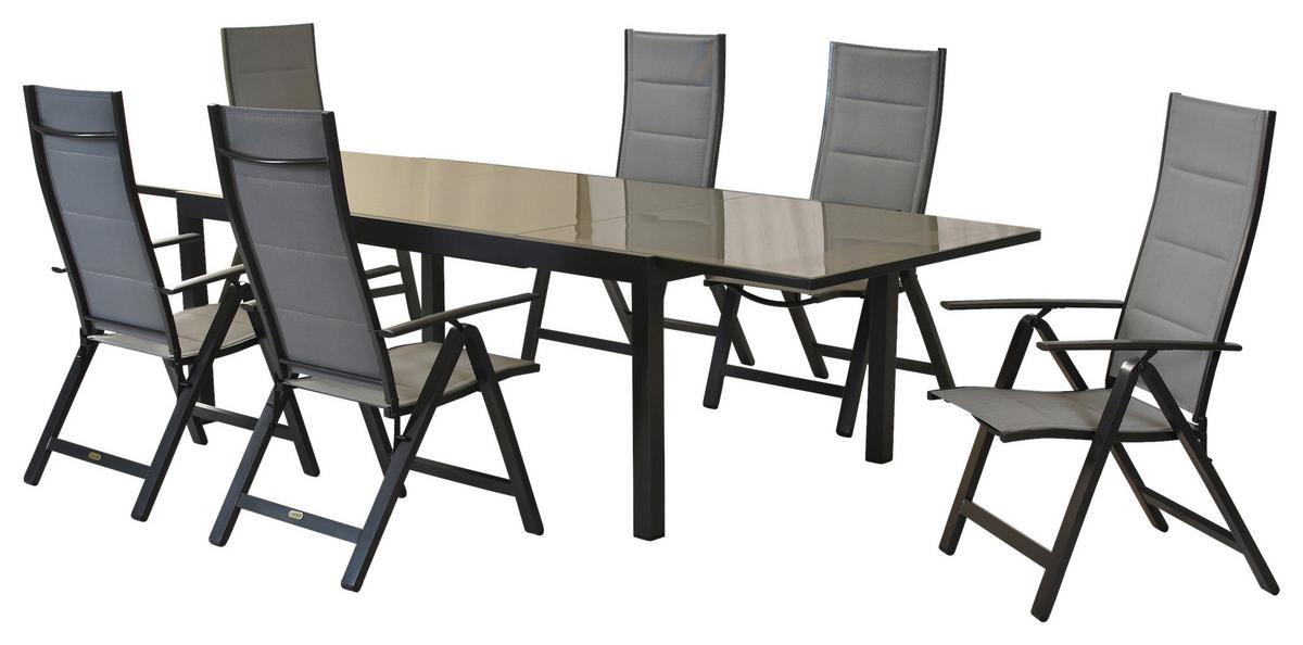 GARTENSET FLORENZ - Graphitfarben/Grau, MODERN, Textil/Metall - Gardenson