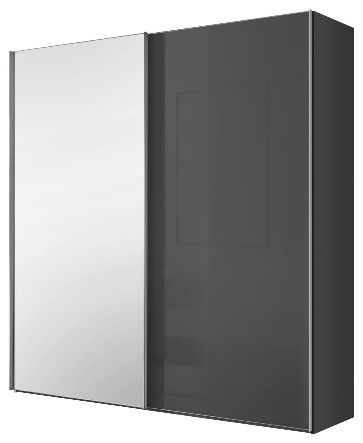 Ormar Sa Staklenim Kliznim Vratima Lumos - srebrne boje/tamno siva, Konvencionalno, staklo/drvni materijal (200/222/68cm) - Premium Living