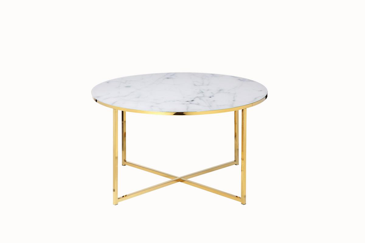 Klubska Miza Marble, Bela, Zlata - zlate barve/bela, Design, kovina/steklo (80/45cm) - Livetastic