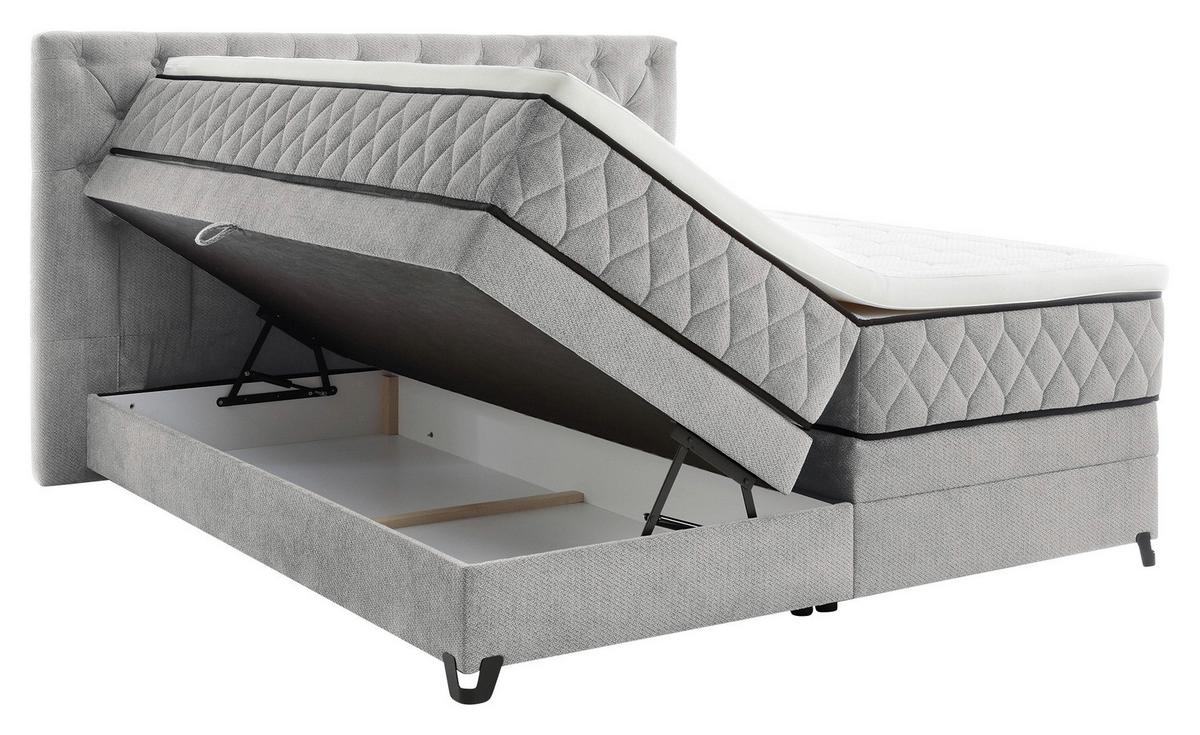Boxspring Krevet Carmen - srebrne boje/tirkizna, Konvencionalno, drvni materijal/drvo (180/200cm) - Modern Living