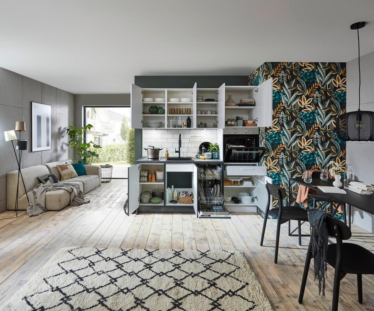 Kuhinjski Blok Touch/laser - črna/bela, Trendi, kovina/leseni material (204cm) - Nobilia