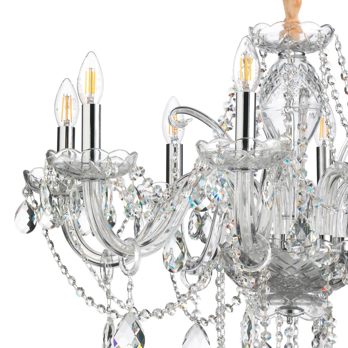 Kristall-Hängeleuchte Svetlana Chromfarben max. 6 Watt - Chromfarben/Transparent, KONVENTIONELL, Glas/Metall (75/100cm)