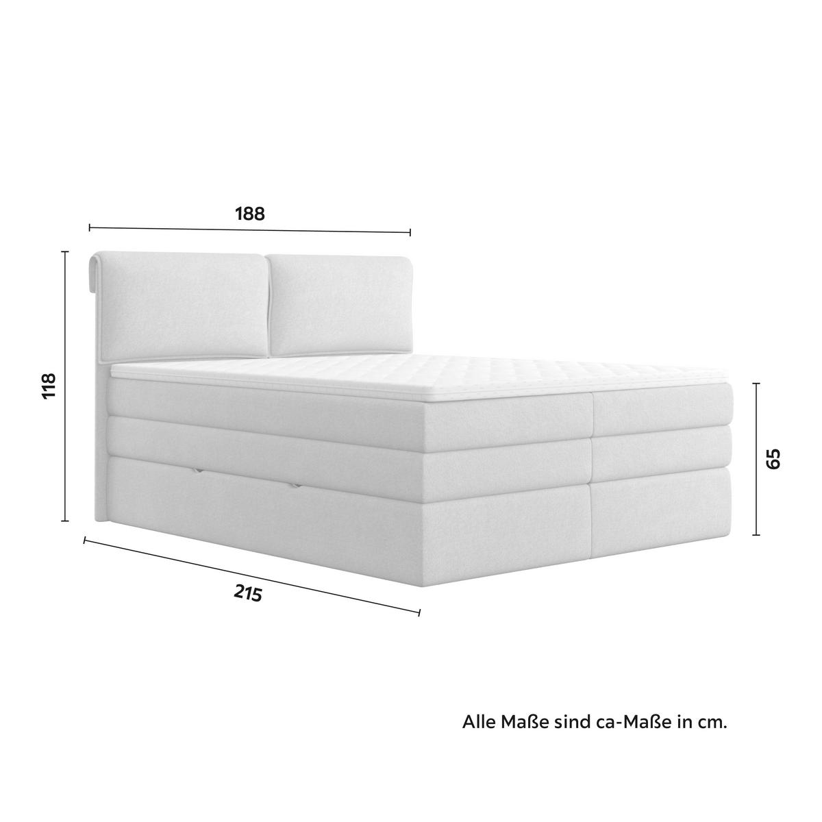 Boxspringbett Mosamo ca. 180x200 cm Hellgrau mit Topper - Hellgrau/Schwarz, Modern, Holz/Holzwerkstoff (180/200cm) - Bessagi Home