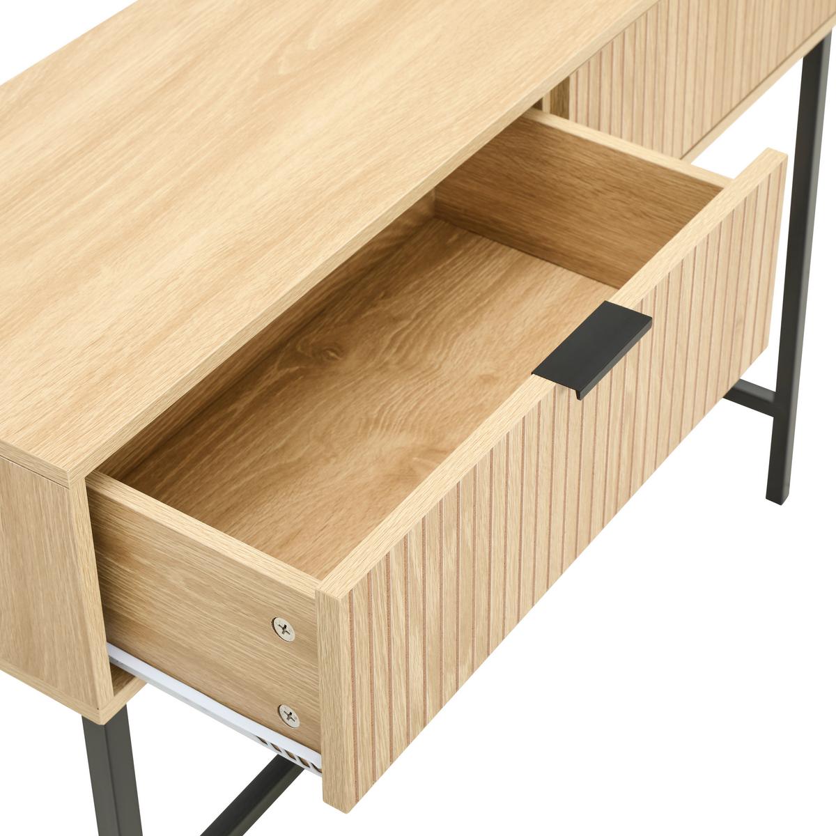 STÓŁ KONSOLA CHAMBERY - kolor naturalny/czarny, Natur, materiał drewnopochodny/metal (100/74,5/30cm) - MID.YOU