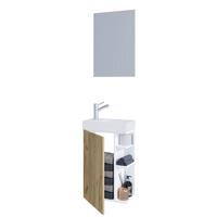 Kopalnica Za Goste Lumia, Bela, Barva Hrasta - bela/medeni hrast, Moderno, steklo/leseni material (40cm) - MID.YOU