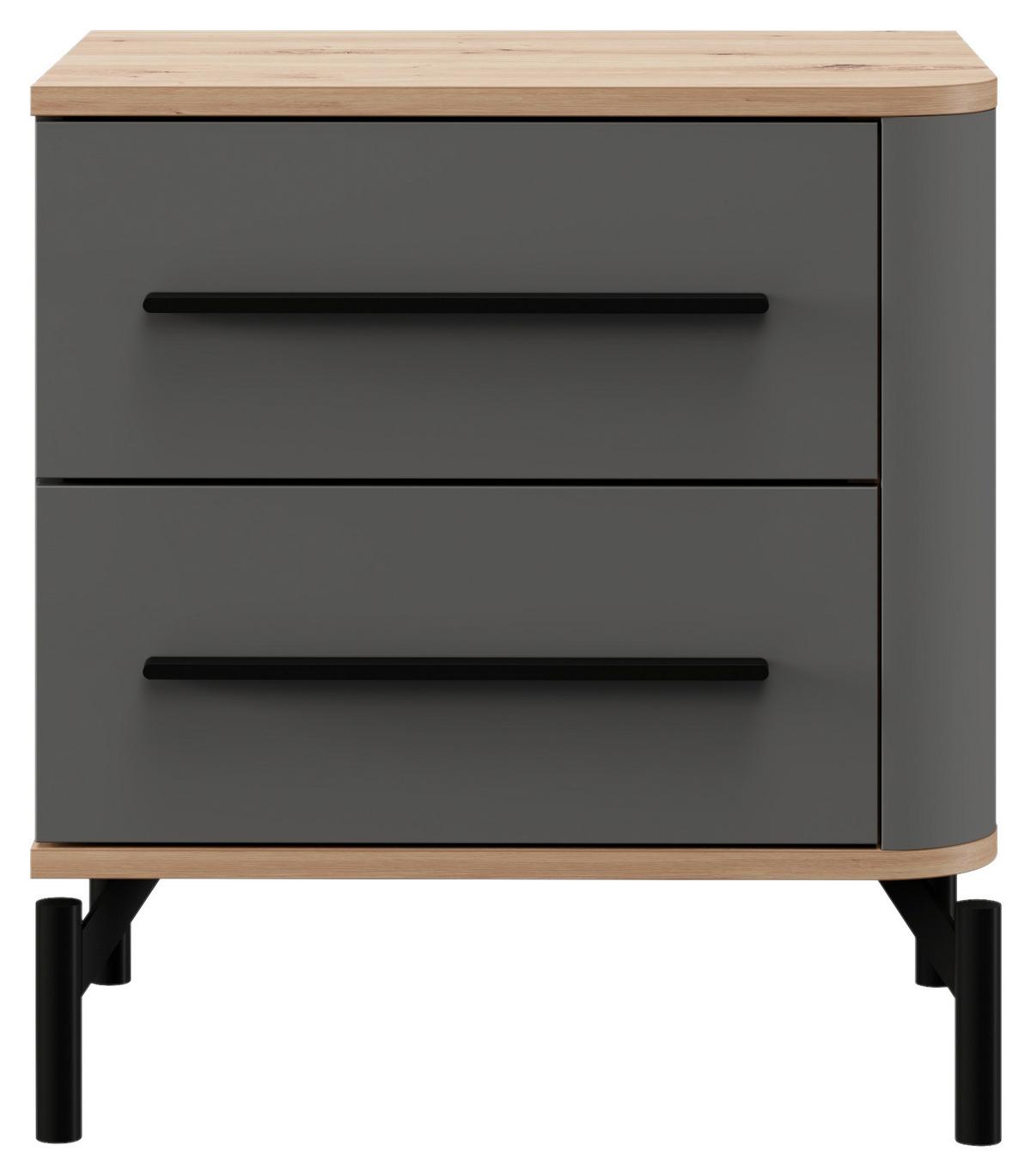 Éjjeliszekrény Sinop - grafitszürke/fekete, Modern, faalapú anyag/fém (51,5/55,5/40cm)