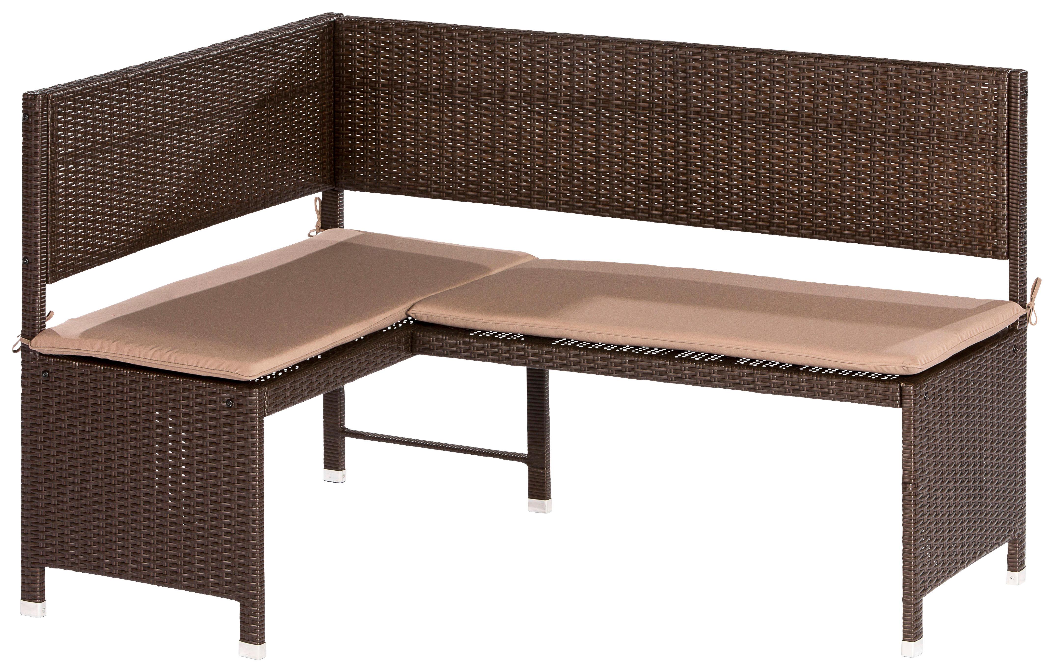 Gartenbank Eckbank Braun - Beige/Braun, KONVENTIONELL, Kunststoff/Textil (100/148cm) - Gardenson