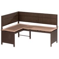 Gartenbank Eckbank Braun - Beige/Braun, KONVENTIONELL, Kunststoff/Textil (100/148cm) - Gardenson