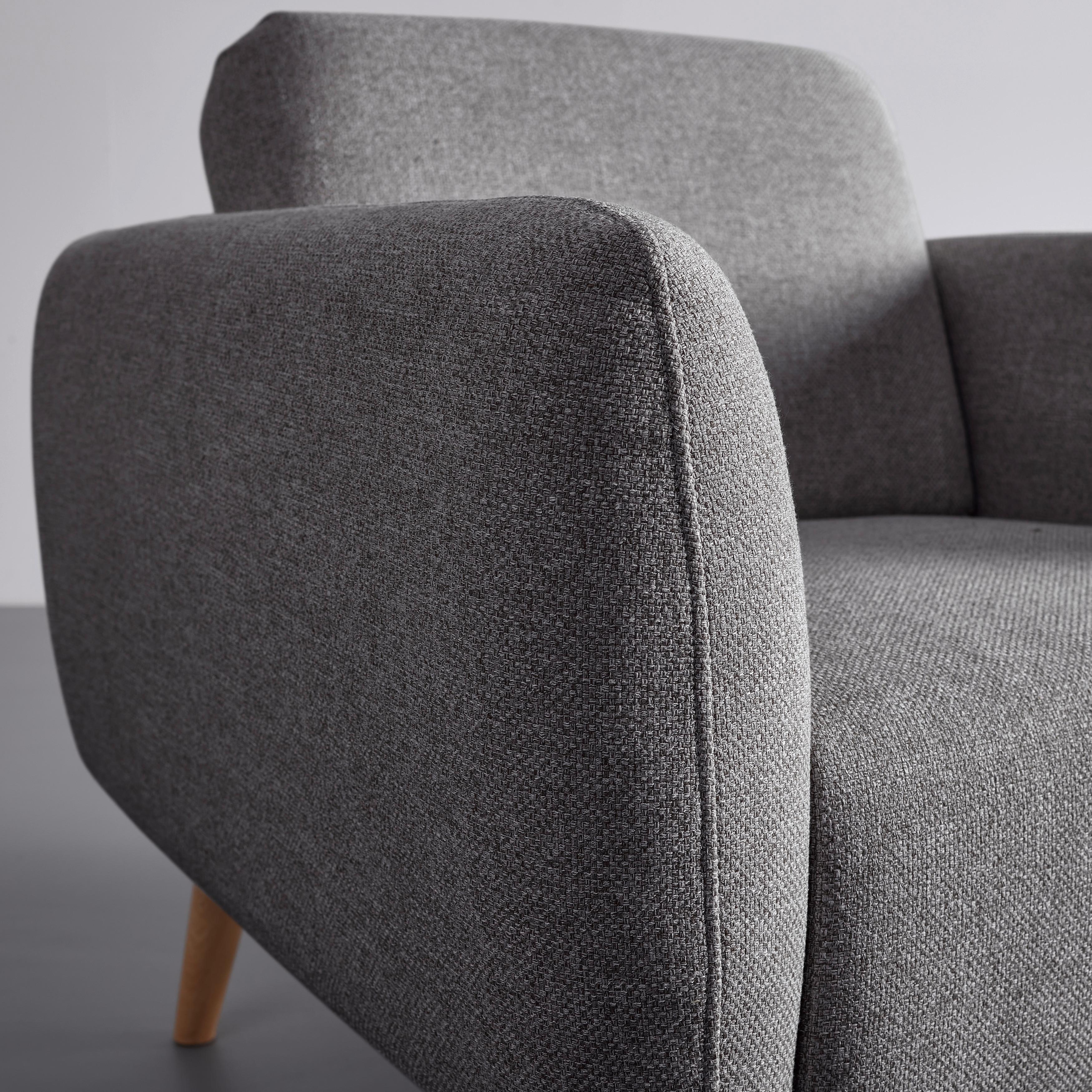 RELAXFÅTÖLJ PIA - mörkgrå/naturfärgad, Modern, trä/textil (86/76/75cm) - Bessagi Home