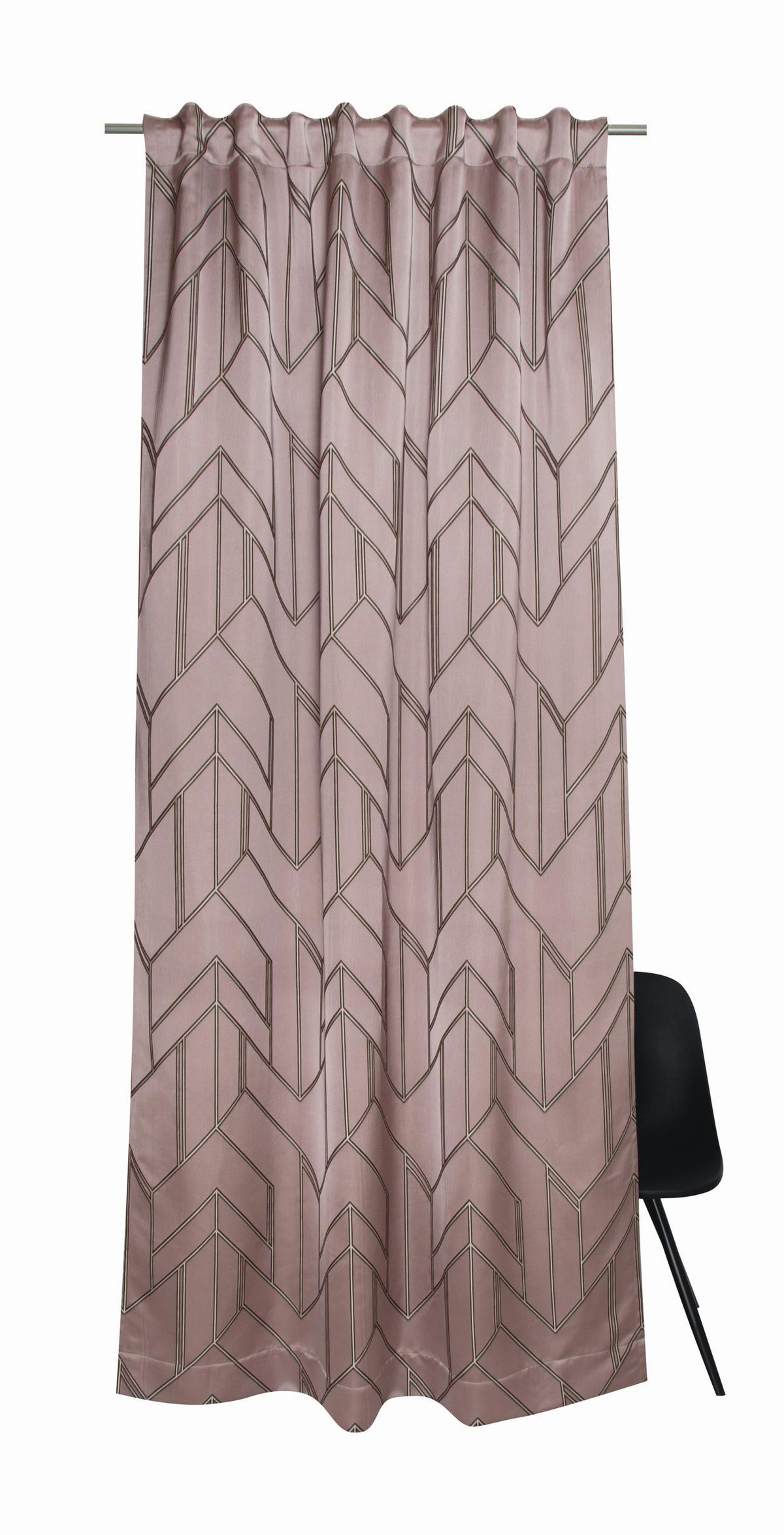 ZASŁONA GOTOWA ELIAN - brudny róż/szary, Basics, tkanina (130/250cm) - Schöner Wohnen