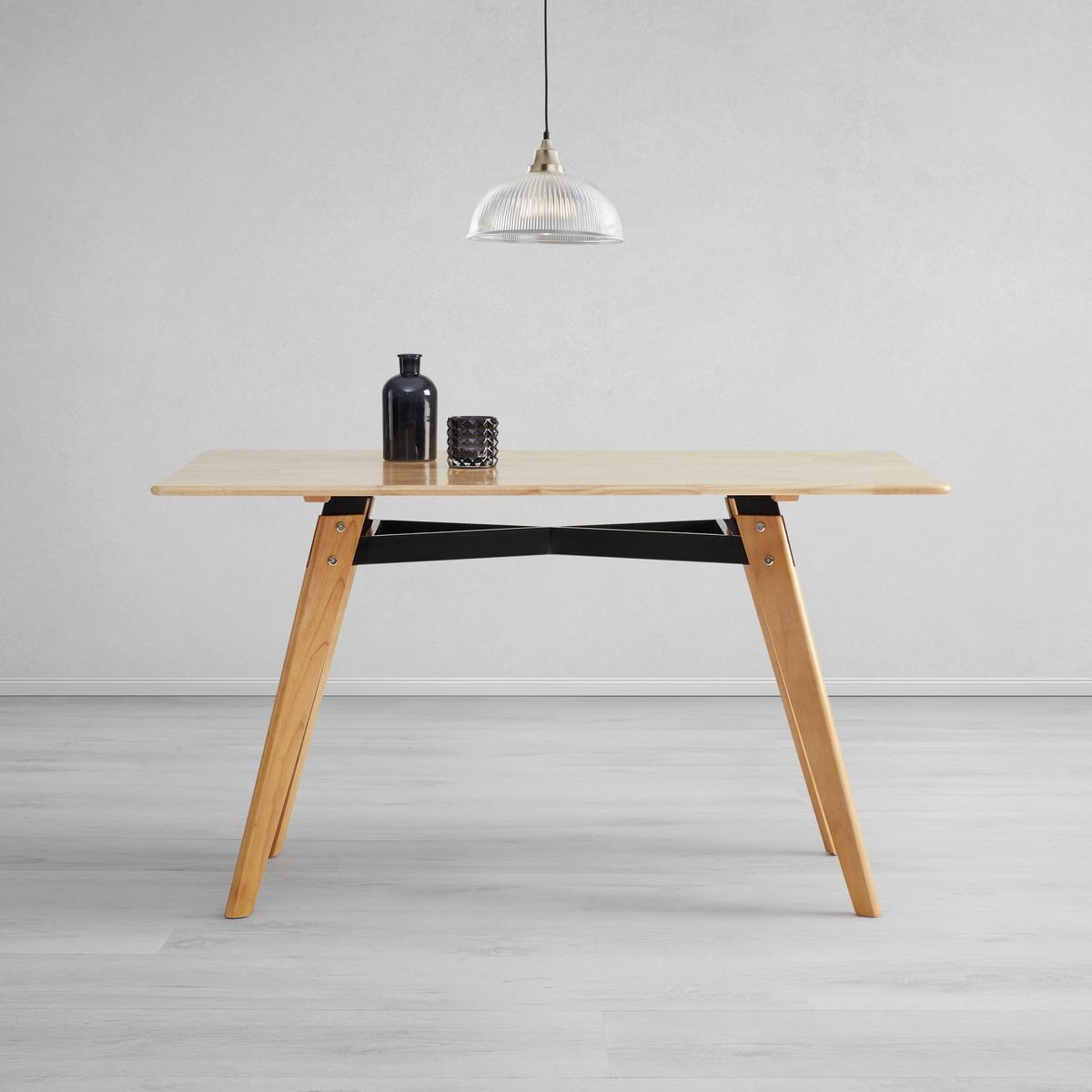 Esstisch aus Buche ca. 135x80 cm "Piet" - Buchefarben/Schwarz, Modern, Holz/Metall (135/80/75cm) - Bessagi Home