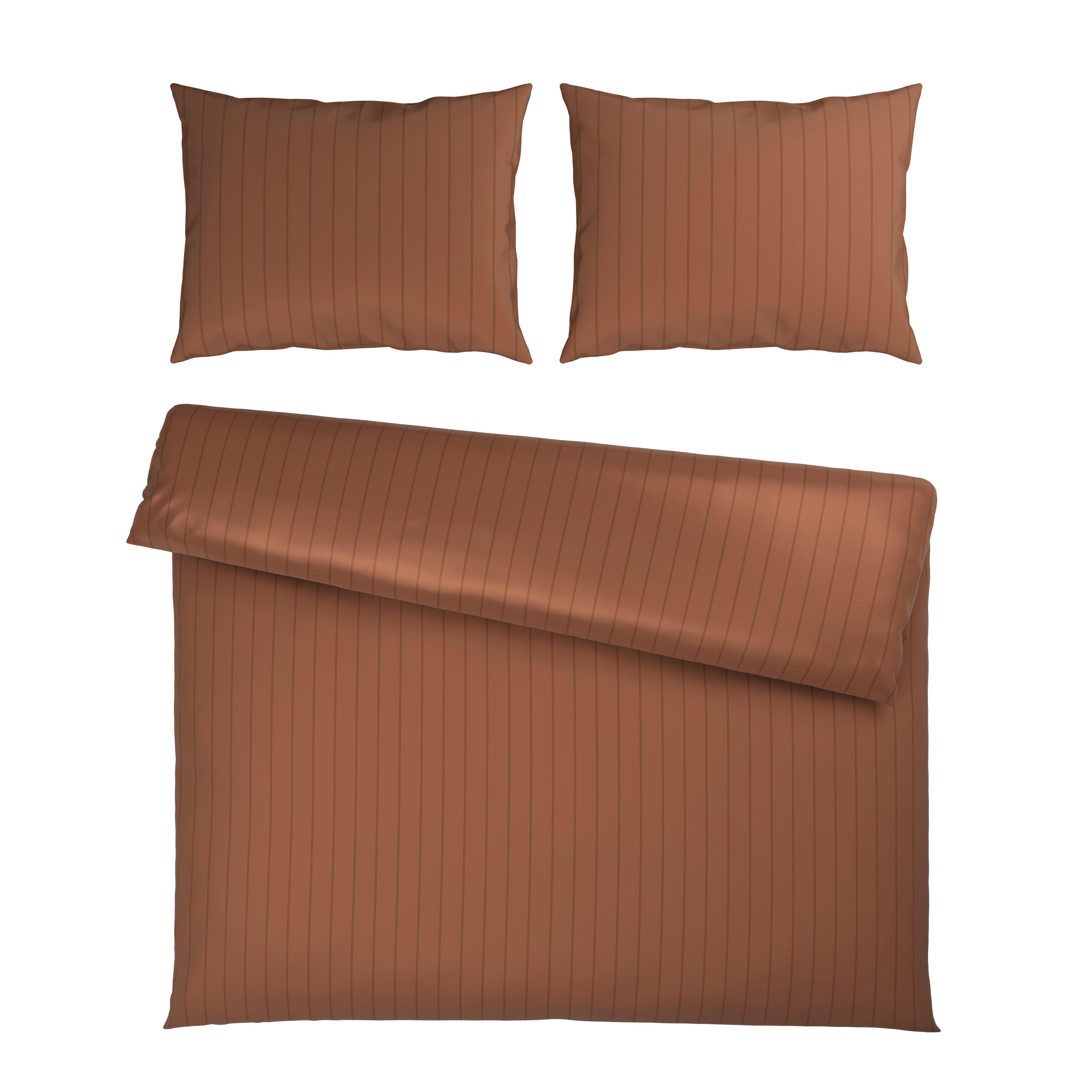 Posteljina Dobby Streif 200x200/2x60x80cm - mokka, tekstil (200/200cm) - Mömax