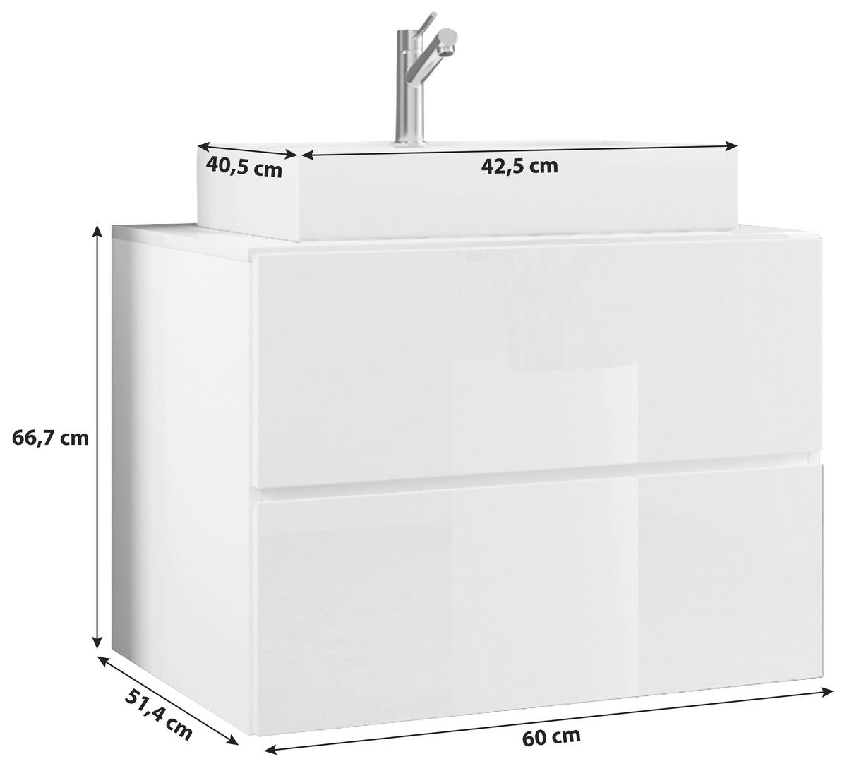 Waschtischkombi Lendas ca. 60 cm Honig/Eiche - Honigeiche/Eichefarben, MODERN, Keramik/Holzwerkstoff (60cm) - MID.YOU