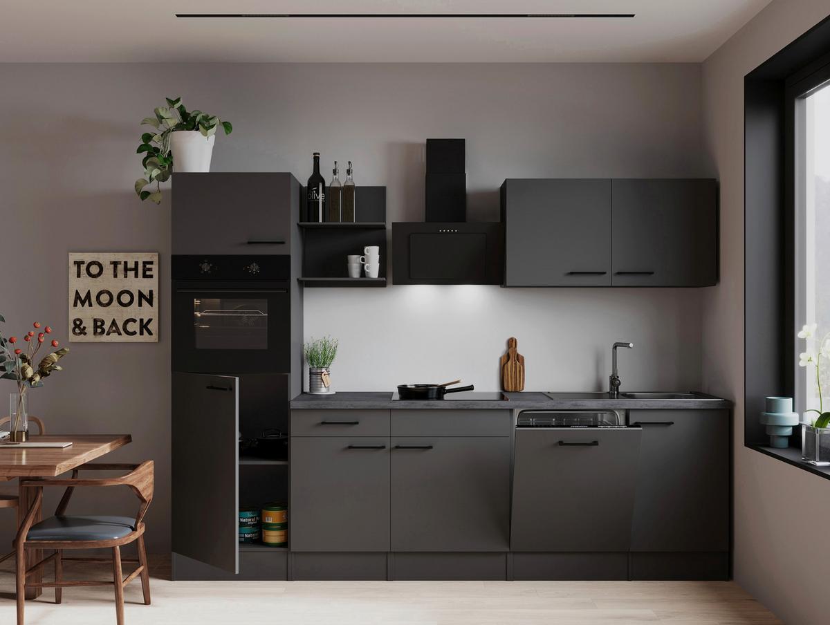 Küchenblock Oliver m. Geräten Grau - Grau, Trend, Holzwerkstoff/Metall (280l) - Respekta