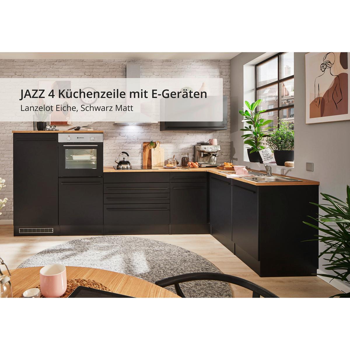 Eckküche Jazz mit Geräten ca.320x175 cm Schwarz - Eichefarben/Schwarz, Basics, Holzwerkstoff/Kunststoff (320/175cm) - P & B
