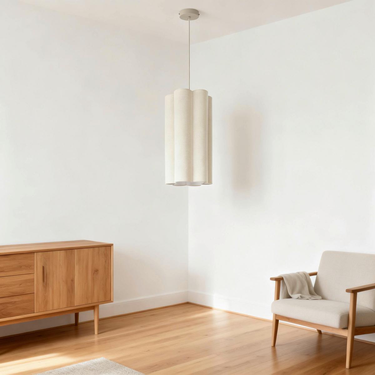 LAMPA WISZĄCA DALMA - beżowy, Trend, tworzywo sztuczne/metal (25/120cm) - Novel