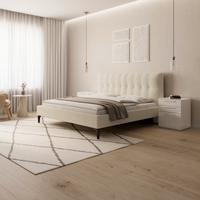 Polsterbett Clea ca. 180x200 cm Creme - Hellbraun/Creme, MODERN, Holz/Holzwerkstoff (180/200cm) - Bessagi Home