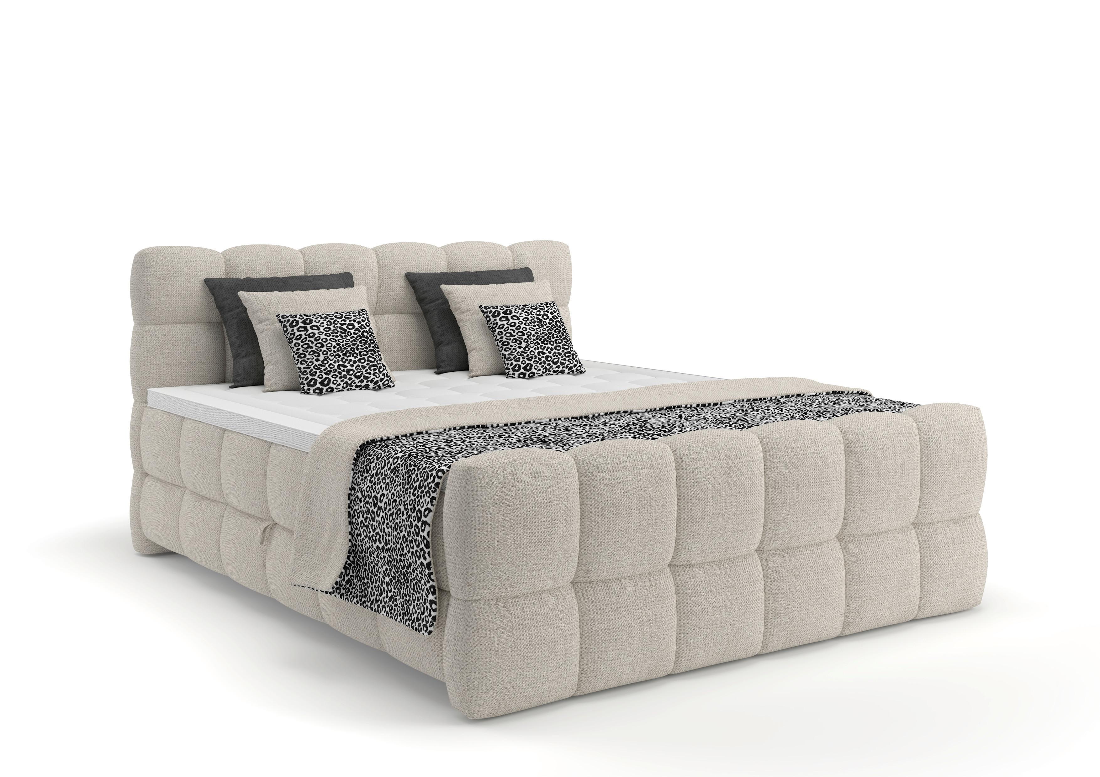 Boxspring Krevet Brisbane - crna/krem, Trend, drvni materijal/drvo (180/200cm) - Premium Living