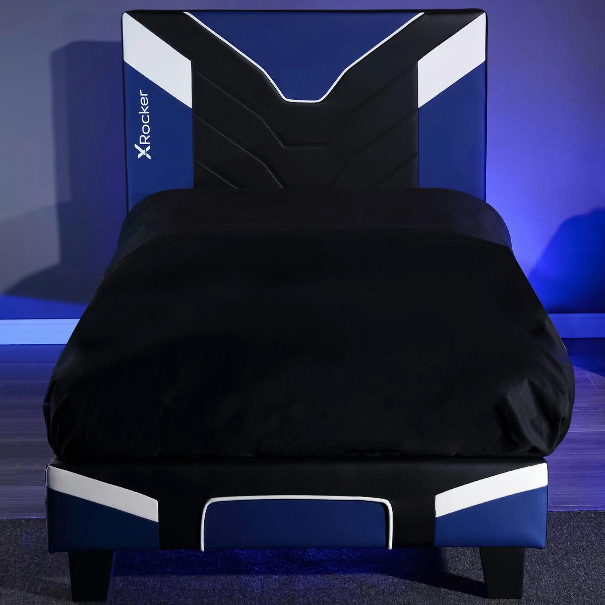 Gamingbett Cerberus 90x190 cm Schwarz/Weiß/Blau - Blau/Schwarz, MODERN, Holzwerkstoff/Kunststoff (90/190cm) - X Rocker