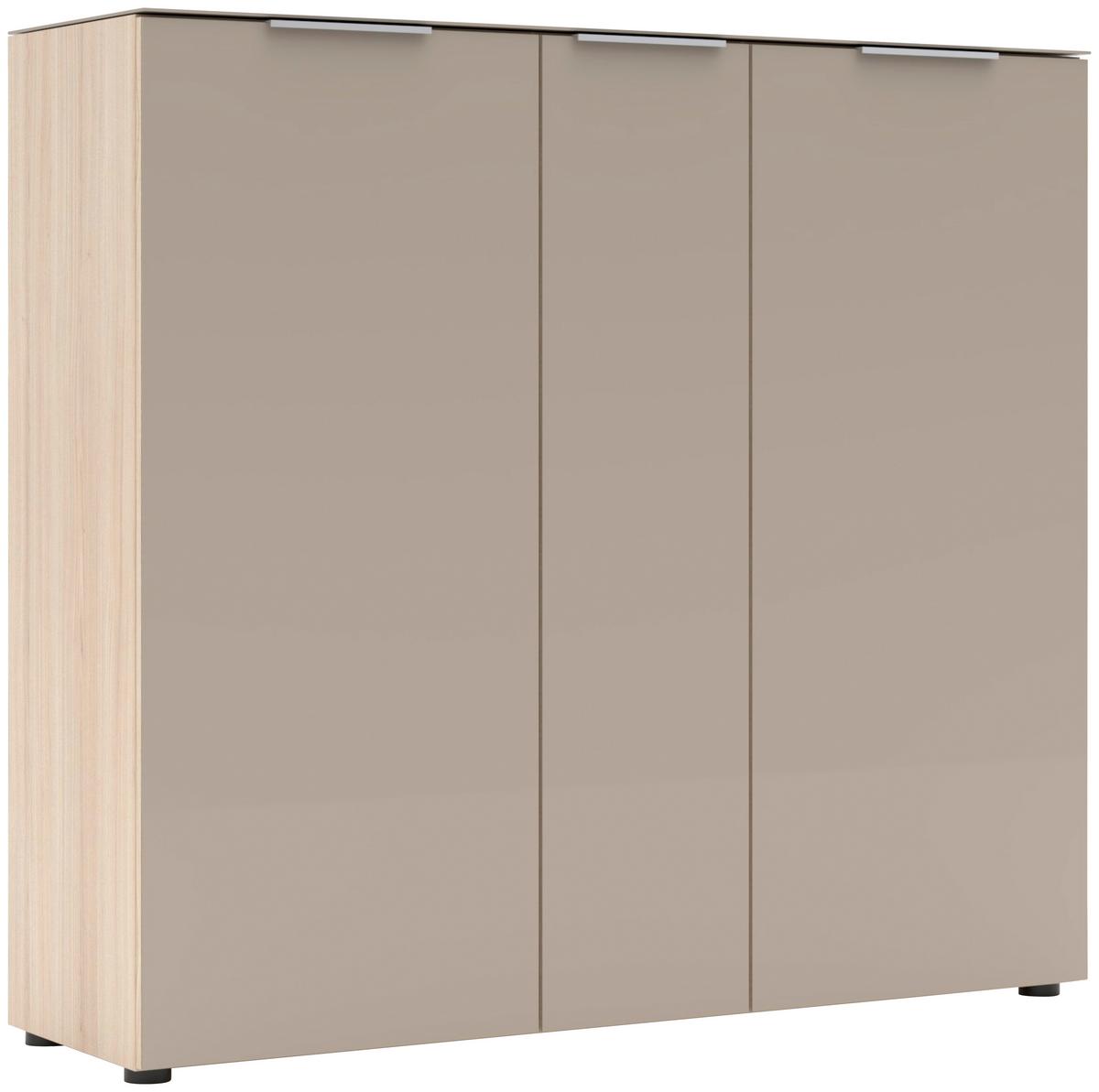 Schuhschrank Siena Eichefarben/Kaschmir - Kaschmir/Chromfarben, Modern, Glas/Holzwerkstoff (136/125/41cm) - Mömax