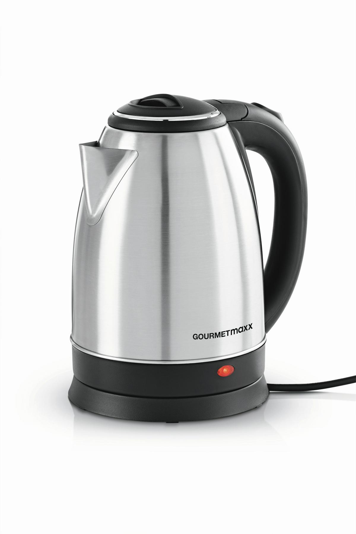 Wasserkocher Gourmetmaxx max. 1500 Watt - Edelstahlfarben/Schwarz, Kunststoff/Metall (21/16/24cm) - TV - Unser Original