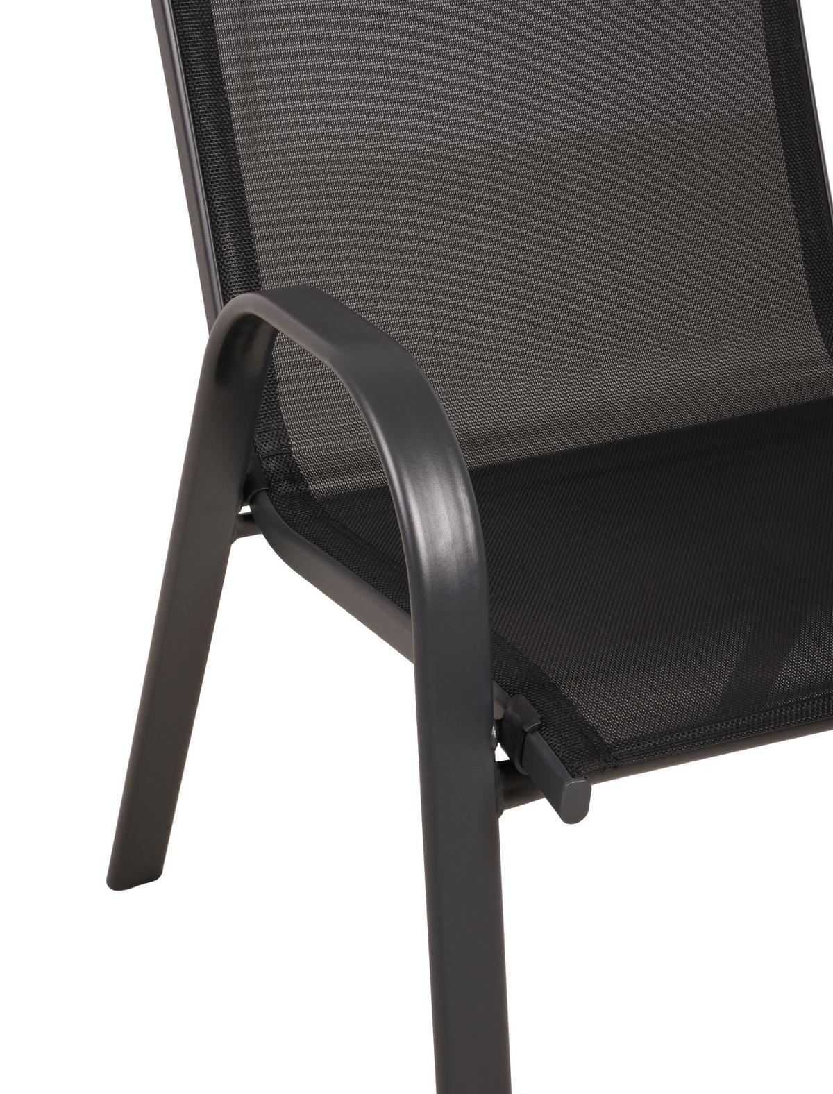GARTENSTUHL-SET STAPELST. RIONA ANTHR,2ER SET - Anthrazit/Schwarz, MODERN, Kunststoff/Metall (55/94/73cm) - Gardenson