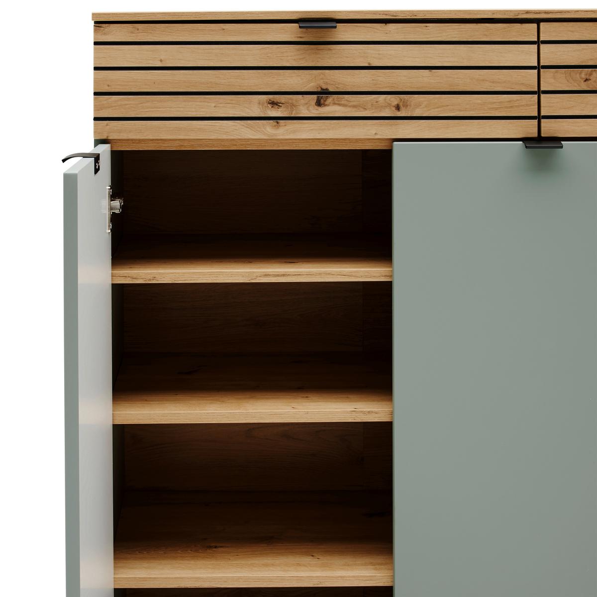 Kommode Bahia-M Grün/Eiche Artisan - Schwarz/Eiche Artisan, MODERN, Holzwerkstoff/Metall (122/101/41cm) - Mömax