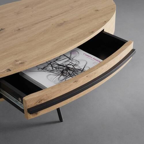 SOFFBORD EMILIA -TOP- -BASED- - svart/ekfärgad, Modern, metall (120/60/40cm) - Based