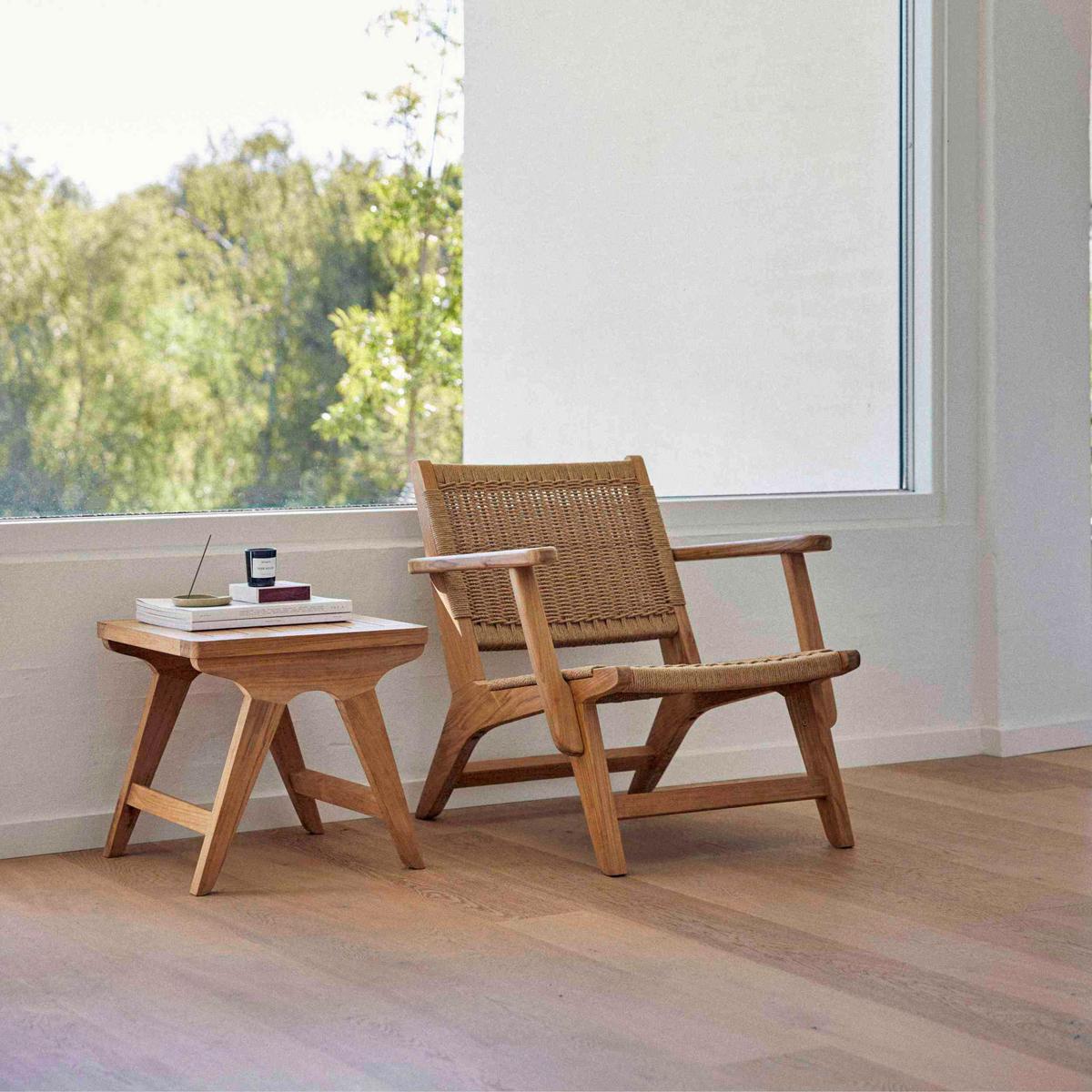 Loungesessel Eya Teak Indoor - Hellbraun/Teakfarben, Natur, Holz/Papier (68/71/72cm) - Gardenson