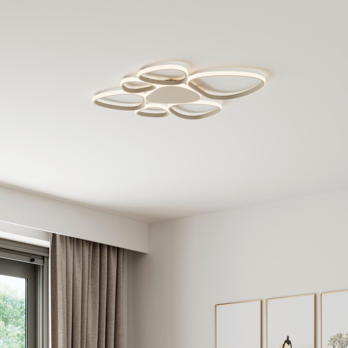 LAMPA SUFITOWA LED ACRUX *SBN* - kolor piaskowy, Design, tworzywo sztuczne/metal (89,5/79/4cm) - Novel