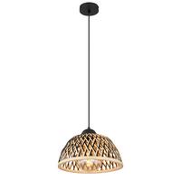 Hängeleuchte Colly Naturfarben max. 15 Watt - Schwarz/Naturfarben, Basics, Holz/Metall (30/120cm) - Globo