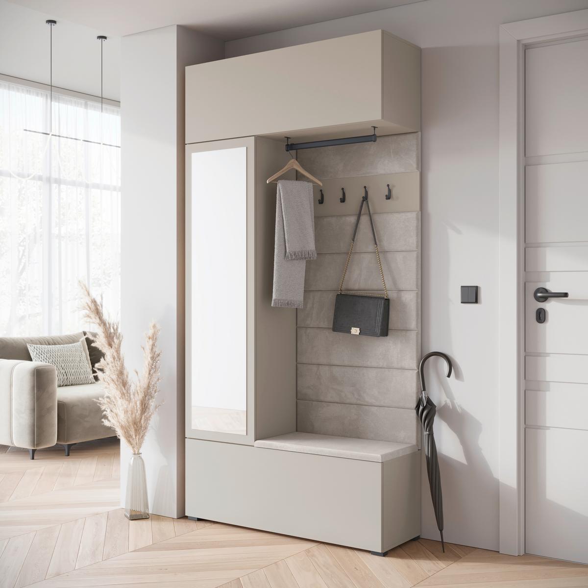 Predsoba Tejo, Bež, Kašmir - kašmir/bež, Design, leseni material (115/231,9/37,5cm) - Livetastic