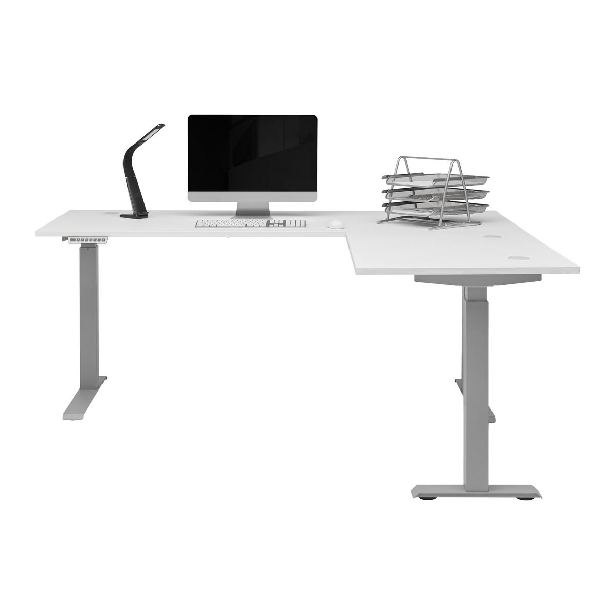 Eckschreibtisch Dallas Weiß - Weiß, MODERN, Holzwerkstoff/Metall (185/64/177cm) - Mömax