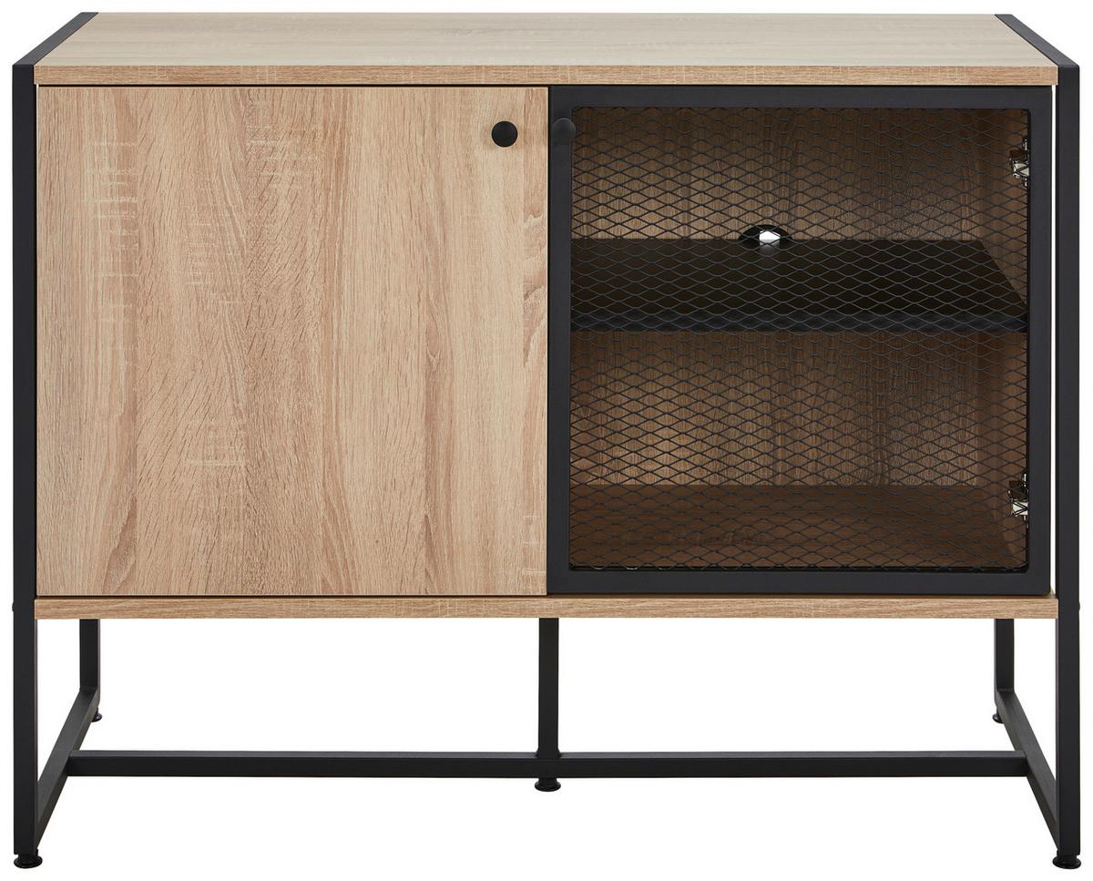 KOMODA SZEROKA MELA SIDEBOARD - czarny/kolor dębu sonoma, Modern, materiał drewnopochodny/metal (100/75/41cm) - P & B