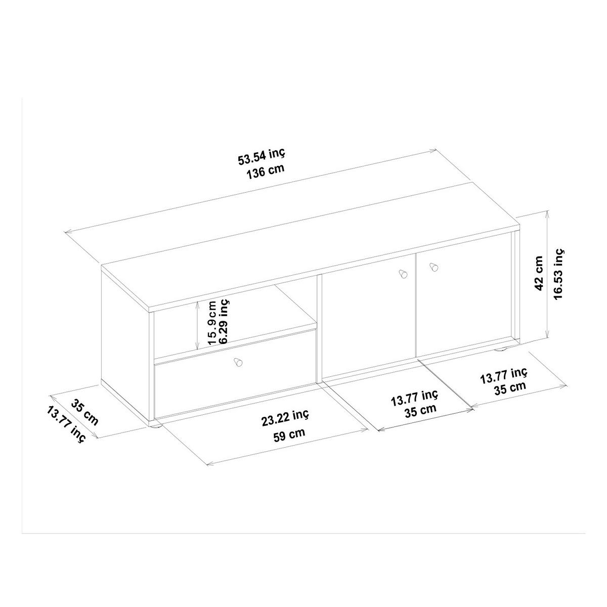 Lowboard Pao Tv Schrank - Eichefarben/Schwarz, Design, Holzwerkstoff (35/42/136cm) - Livetastic
