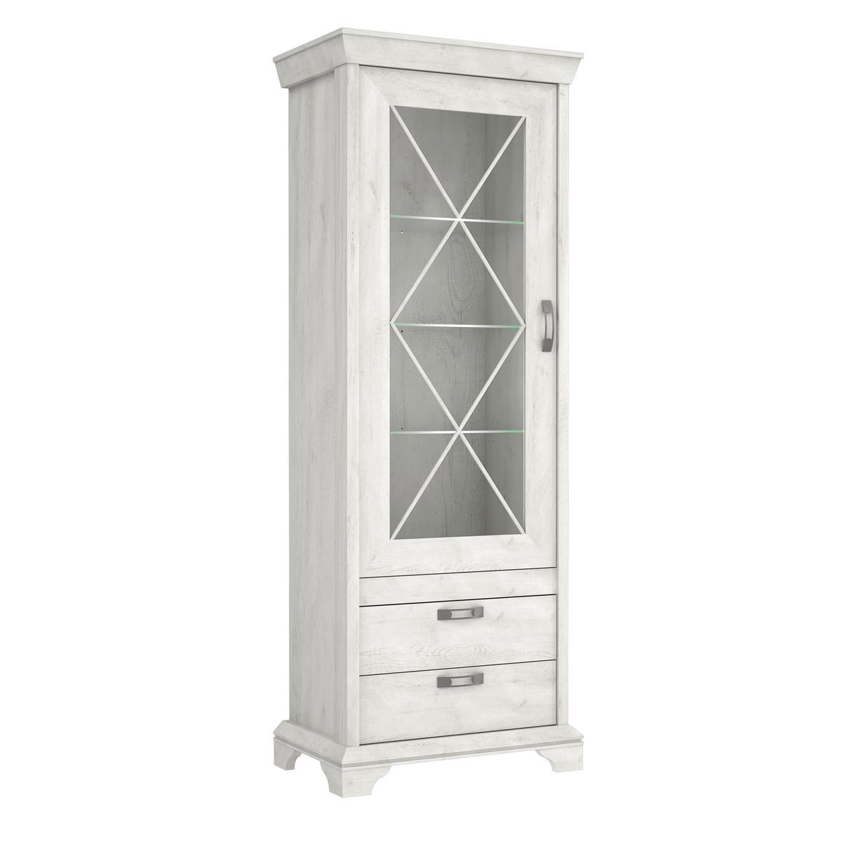 Vitrină KASHMIR - alb, Konventionell, sticlă/material pe bază de lemn (78,3/210,3/48,2cm) - Premium Living