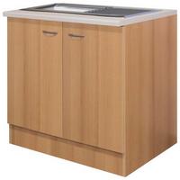 Spülenunterschrank "Nano" , Buche - Edelstahlfarben/Beige, MODERN, Holzwerkstoff/Kunststoff (100/85/57cm) - FlexWell