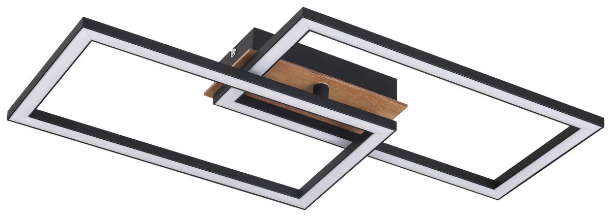 plafonnier LED Joscelin max. 15 Watt - noir/couleur écru, Modern, matière synthétique/bois (50/28/6,3cm) - Modern Living
