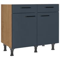 Schubkastenunterschrank Easytouch Blau - Blau/Eichefarben, MODERN, Holzwerkstoff/Metall (90/87/56cm) - Nobilia