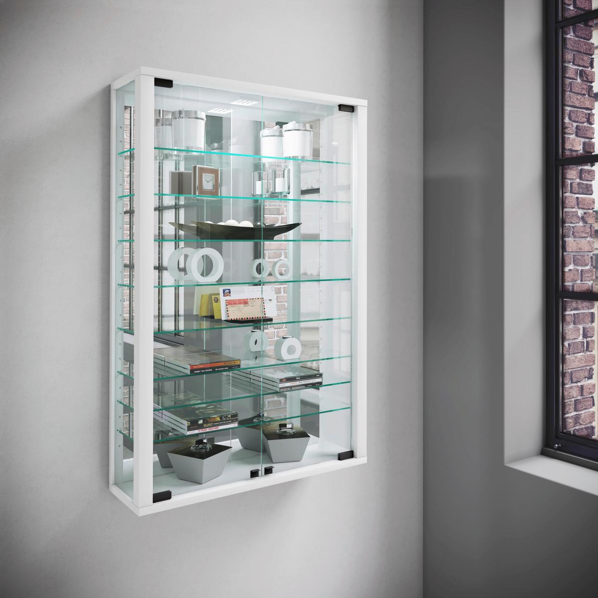 Hängevitrine Vitrosa ca. 59x91 x18 cm Weiß - Schwarz/Weiß, MODERN, Glas/Holzwerkstoff (59/91,3/18cm) - MID.YOU