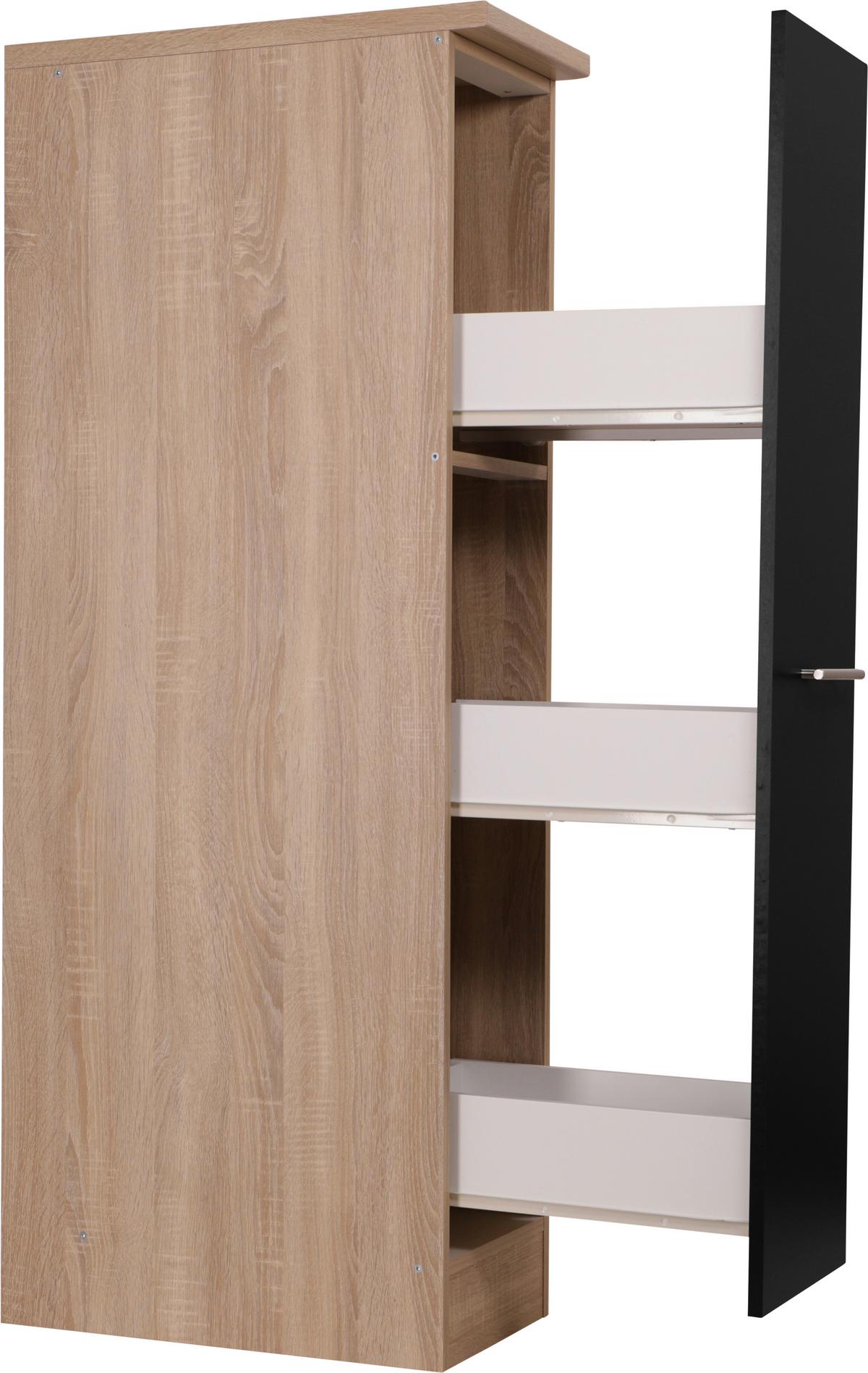 Izvlečna Omara Merle, Barva Hrasta, Črna - srebrne barve/črna, Basics, kovina/leseni material (30/144,8/60cm) - Respekta