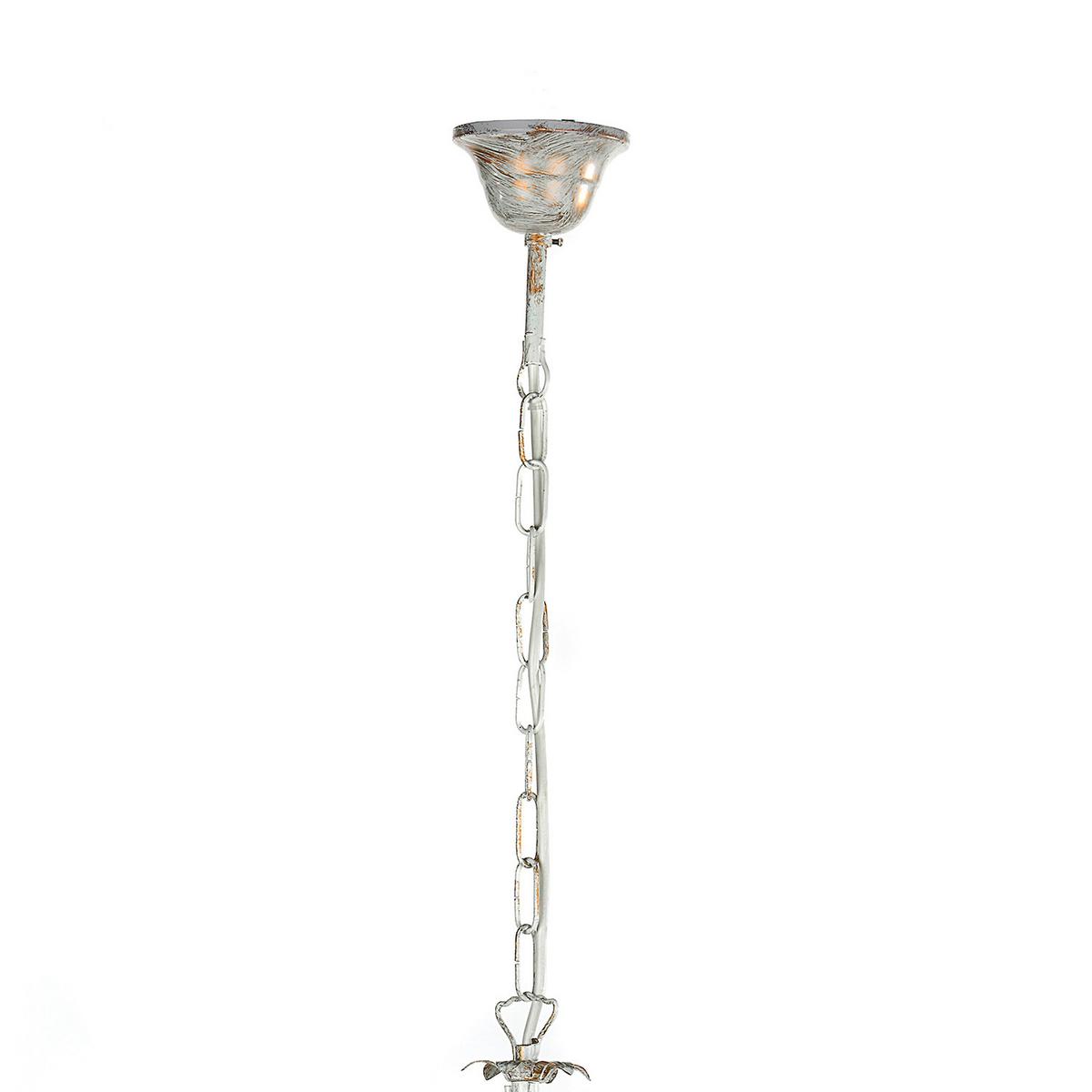 Kristall-Hängeleuchte Karen Weiß max. 6 Watt - Weiß, Natur, Glas/Textil (60/105cm)
