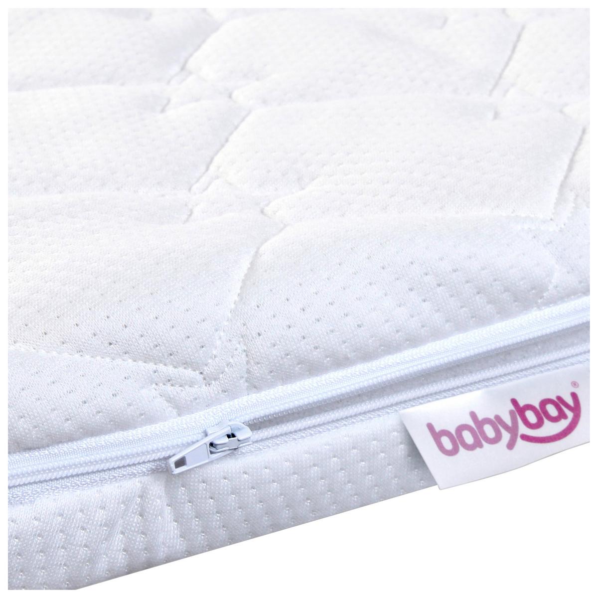 MATERAC DO ŁÓŻKA DOSTAWNEGO 100537 - biały, Basics, tkanina (81/41,5cm) - Babybay