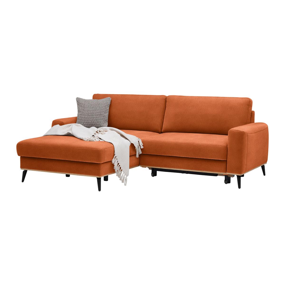 Wohnlandschaft Romeo Orange - Schwarz/Orange, KONVENTIONELL, Textil/Metall (167/87/234cm) - Zandiara
