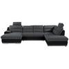 Sedežna Garnitura Seaside, Z Ležiščem, Predalom, Oblika U - barve kroma/siva, Konvencionalno, kovina/tekstil (165/334/218cm) - Premium Living