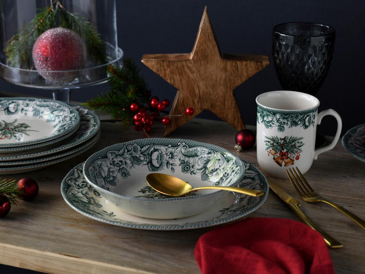 Kombiservice Weihnachten Grün, 16-teilig - Grün, Basics, Keramik - Creatable